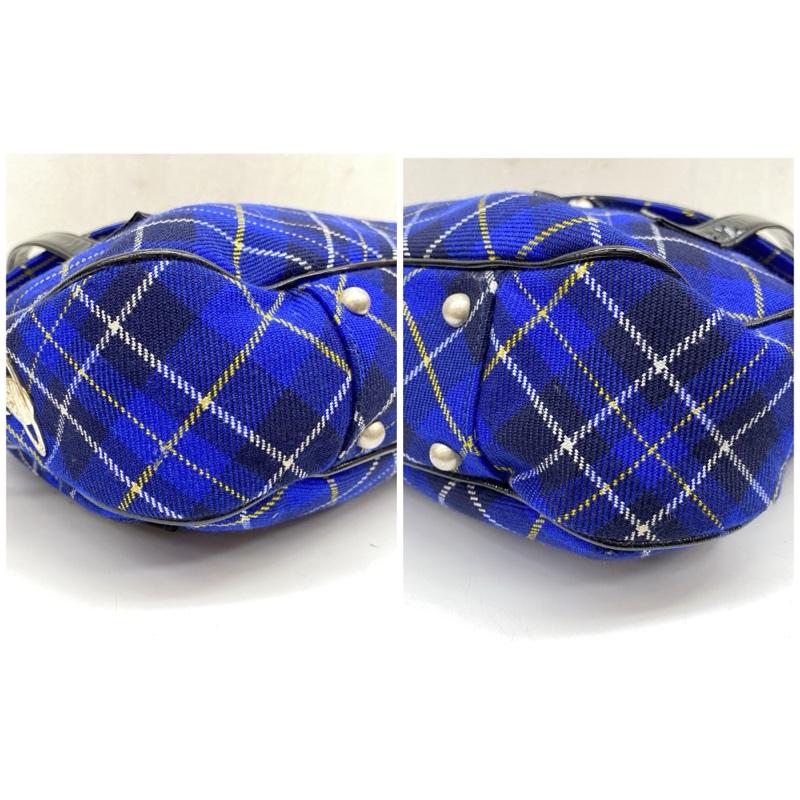 ヴィヴィアンウエストウッド Vivienne Westwood ハンドバッグ ハンドバッグ ハラコ タータンチェック ハンドバッグ フラップ タッセルチャーム - 黒 / ブラック / black X 青 / ブルー / blue レディース USED 古着 中古 50166616