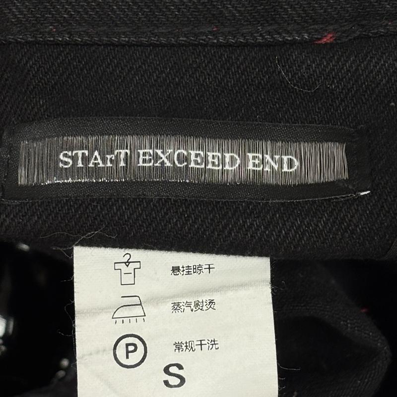 古着 USED ボトムス ボトムス START EXCEED END 2way ワイド カーゴ デニム パンツ PUレザー切替 S 黒 / ブラック / black メンズ USED 古着 中古 50166704