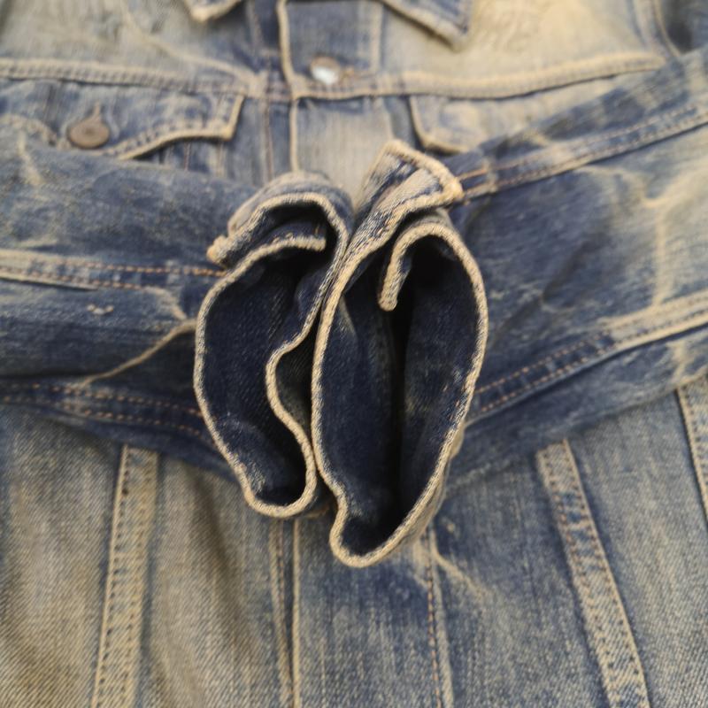 ヒステリックグラマー HYSTERIC GLAMOUR ジャケット、上着 ジャンパー、ブルゾン SP 加工 Fergus ヴィンテージ 落書き デニム ジャケット S インディゴ / インディゴ / Indigo メンズ USED 古着 中古 50167084