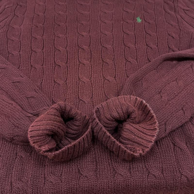 ポロラルフローレン POLO RALPH LAUREN ニット、セーター 長袖 ポニー 刺繍 コットン クルーネック ケーブル ニット セーター M メンズ USED 古着 中古 50167194