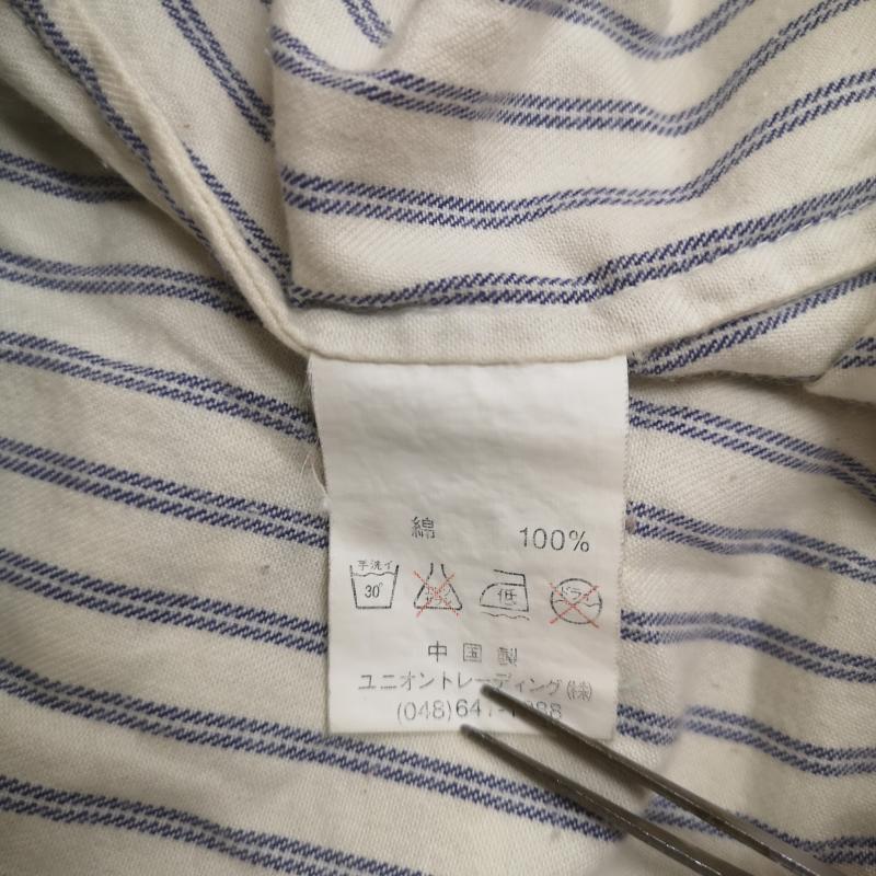 古着 USED シャツ、ブラウス 半袖 SETLOWEAR UNION BY H.S.T. ワッペン ストライプ 半袖 ワーク シャツ M 白 / ホワイト / white メンズ USED 古着 中古 50167227