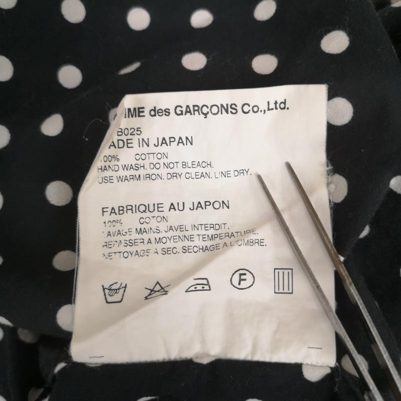 ブラックコムデギャルソン BLACK COMME des GARCONS シャツ、ブラウス 長袖 日本製 2016SS 水玉 ドット柄 切り替え 長袖 ロングスリーブ シャツ S 黒 / ブラック / black X 白 / ホワイト / white メンズ USED 古着 中古 50167417