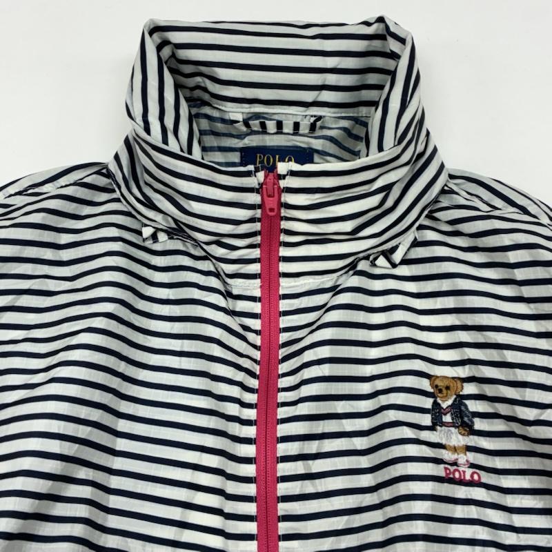 ポロラルフローレン POLO RALPH LAUREN ジャケット、上着 ジャンパー、ブルゾン 現行タグ ポロベア 刺繍 ボーダー 2WAY ナイロン ジャケット マウンテン パーカー L ガールズ USED 古着 中古 50167477