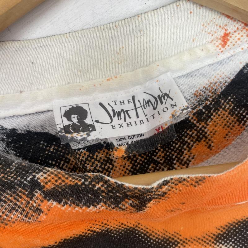 ヴィンテージ VINTAGE Tシャツ 半袖 90 s Jimi Hendrix ジミ ヘンドリックス モスキートヘッド 大判 総柄 プリント バンT XL 橙 / オレンジ / orange X 黒 / ブラック / black X 赤 / レッド / red メンズ USED 古着 中古 50167505