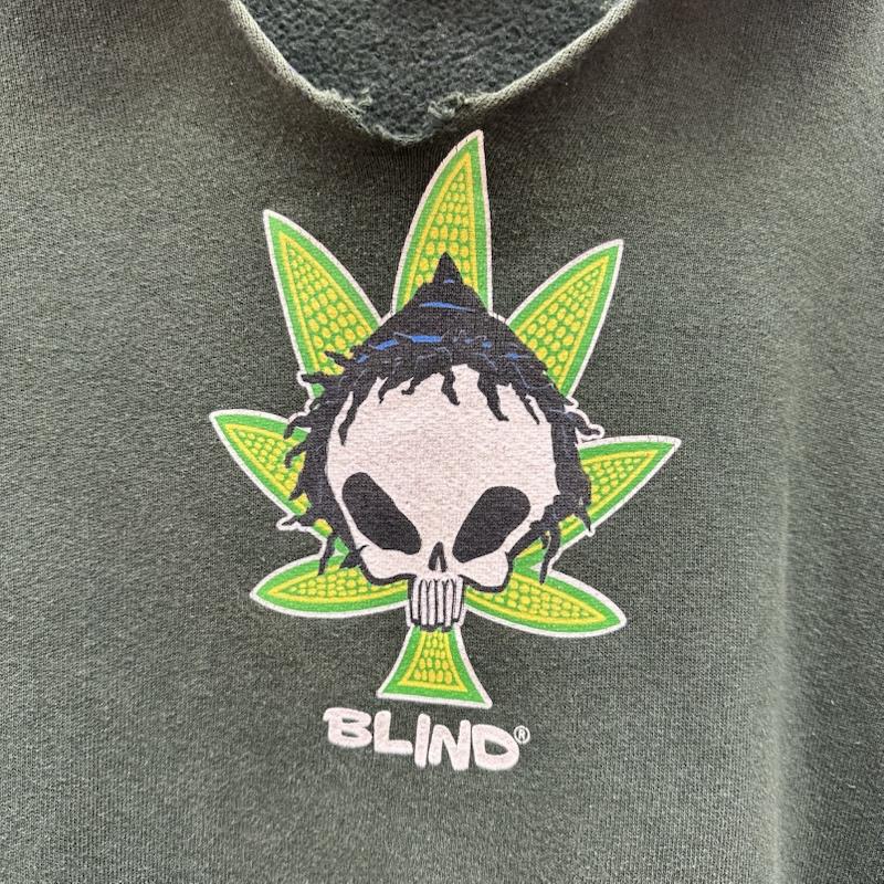 ヴィンテージ VINTAGE パーカー 長袖 90s USA製 Blind Skateboards スカル プリント パーカー L 緑 / グリーン / green メンズ USED 古着 中古 50167600