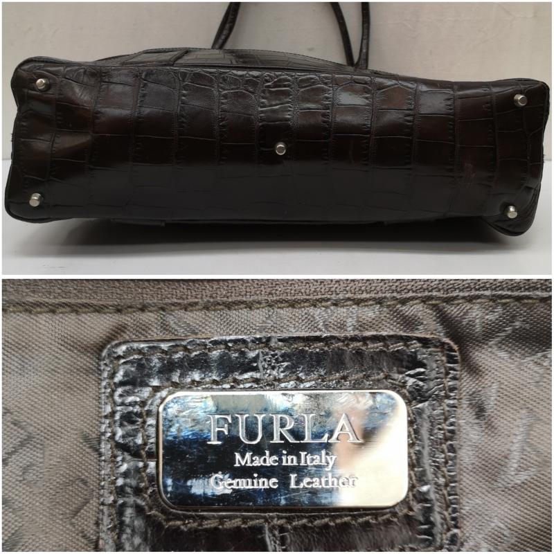 フルラ FURLA ハンドバッグ ハンドバッグ レザー 型押し スエード ハンドバッグ 肩掛け - 茶 / ブラウン / brown レディース USED 古着 中古 50167899