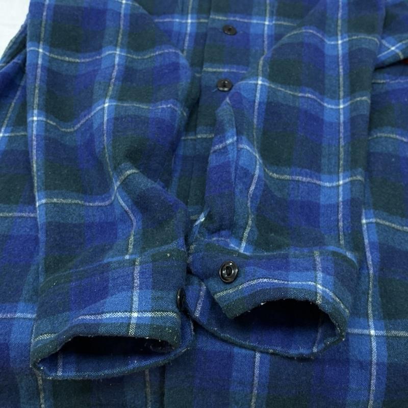 キャリー CALEE シャツ、ブラウス 長袖 ウール オープンカラー チェック シャツ 開襟 ロゴ チェーン 刺繍 S メンズ USED 古着 中古 50168051