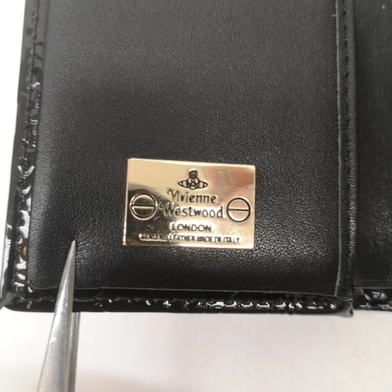 ヴィヴィアンウエストウッド Vivienne Westwood 財布 コンパクト財布 三つ折り財布 総柄 オーブ コンパクト ウォレット がま口 エナメル - 黒 / ブラック / black レディース USED 古着 中古 50168063