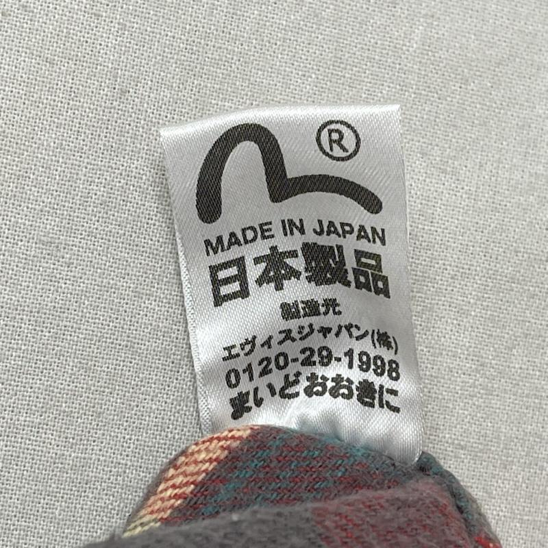 ヤマネ YAMANE シャツ、ブラウス 長袖 EVISU 日本製 ACADEMY フランネル ストライプ チェック シャツ 5 赤 / レッド / red メンズ USED 古着 中古 50168073