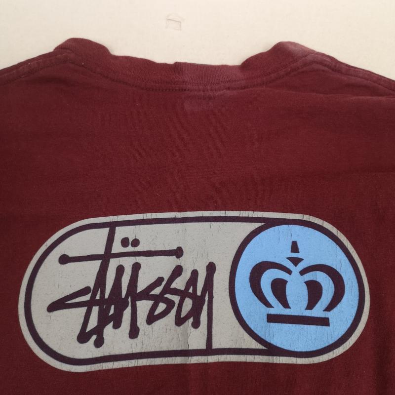 ステューシー STUSSY Tシャツ 半袖 90s 紺タグ USA製 クラウン 王冠 プリント tシャツ カットソー S えんじ / ワインレッド / dark red メンズ USED 古着 中古 50168271