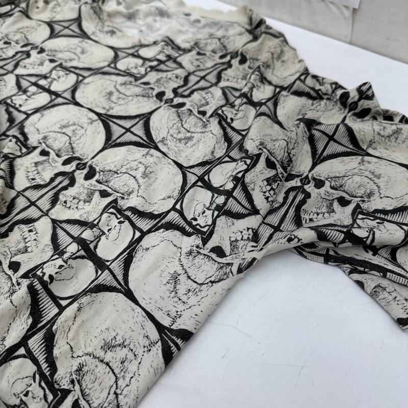古着 USED Tシャツ 半袖 90s M.C.Escher エッシャー スカル プリント ダメージ Tシャツ - 白 / ホワイト / white X 黒 / ブラック / black メンズ USED 古着 中古 50168476