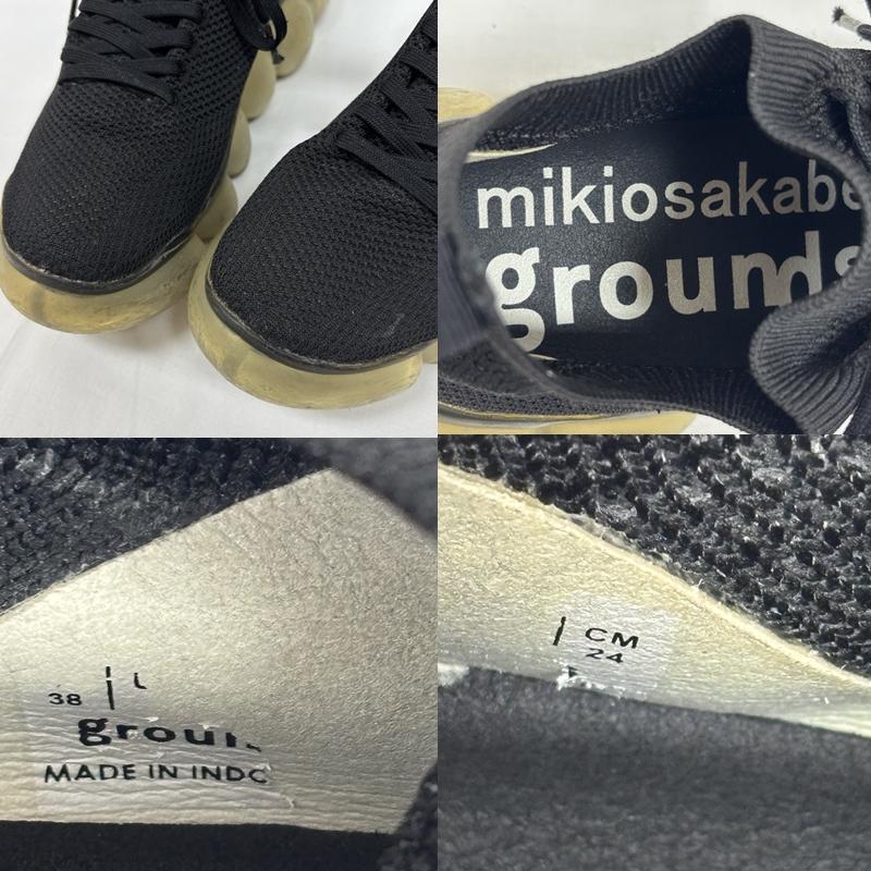 古着 USED スニーカー スニーカー MIKIO SAKABE grounds グラウンズ ローカット メッシュ スニーカー 24.0cm 黒 / ブラック / black レディース USED 古着 中古 50168901
