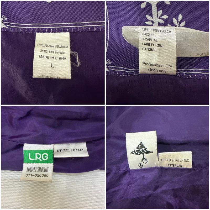 エルアールジー LRG ジャケット、上着 ジャンパー、ブルゾン Lifted Research Group レターマン ジャケット スタジャン L 黒 / ブラック / black X 紫 / パープル / purple メンズ USED 古着 中古 50169205