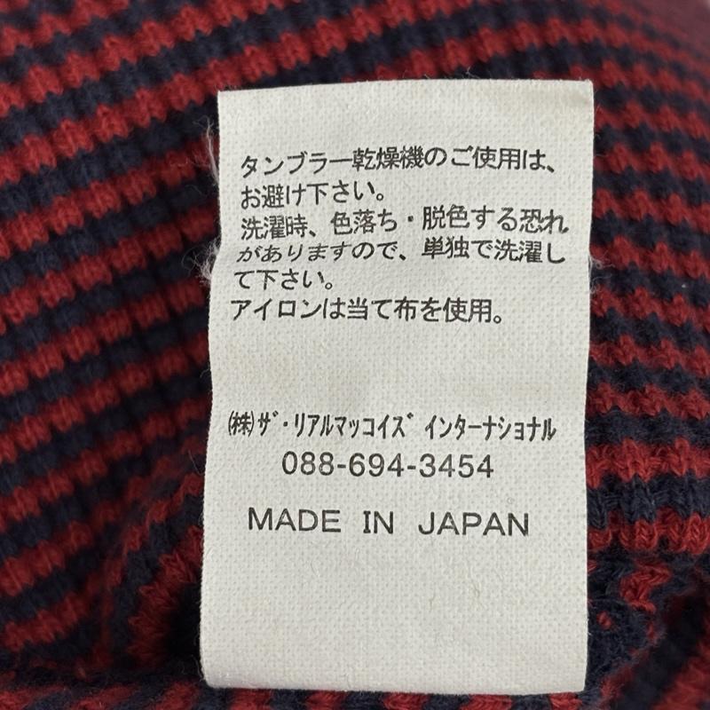 ジョーマッコイ JOE McCOY カットソー 長袖 BALL PARK ワッフル サーマル カットソー ボーダー 長袖 L 赤 / レッド / red X 紺 / ネイビー / navy メンズ USED 古着 中古 50169441