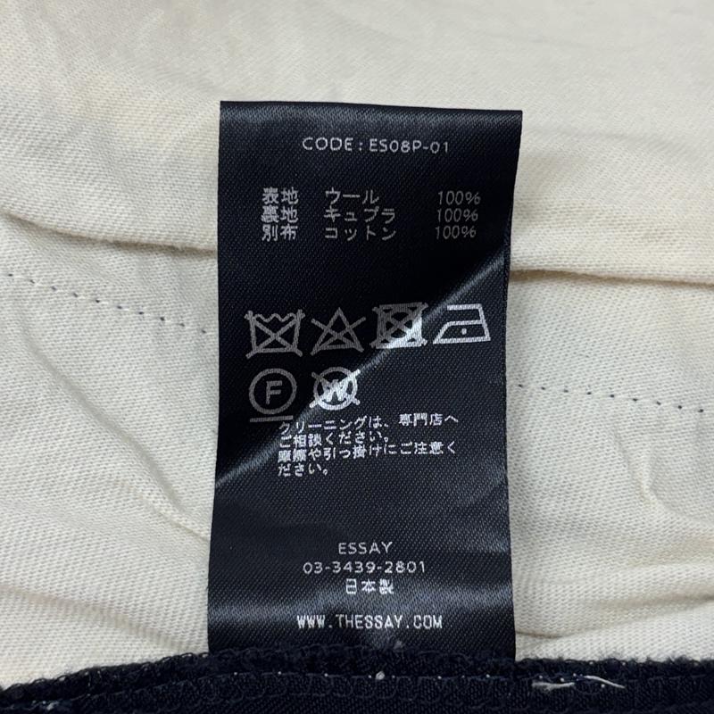 エッセイ ESSAY ボトムス ボトムス 3タック ワイド テーパード スラックス パンツ ウール ES08P-01 M 紺 / ネイビー / navy メンズ USED 古着 中古 50169588