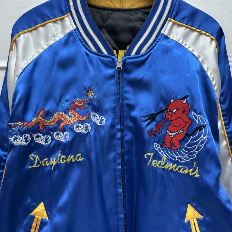 テッドマン TEDMAN ジャケット、上着 ジャンパー、ブルゾン Daytona デビル 龍 刺繍 リバーシブル スカジャン 42 青 / ブルー / blue X 黒 / ブラック / black メンズ USED 古着 中古 50169613