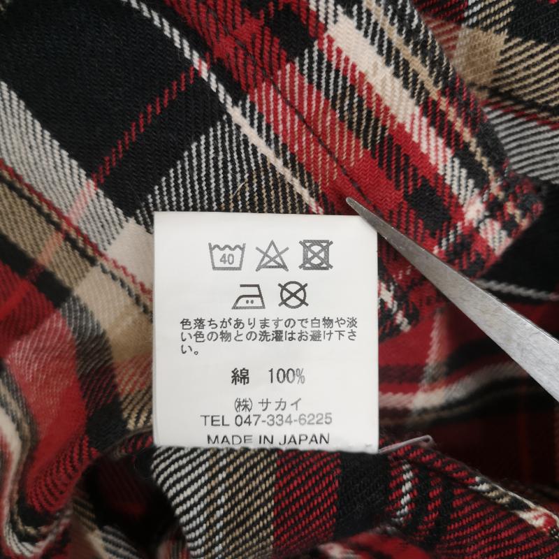 エイトジー EIGHT-G シャツ、ブラウス 長袖 日本製 19FW チェック フランネル ワーク シャツ ネルシャツ 8LS-49 M 赤 / レッド / red メンズ USED 古着 中古 50169632