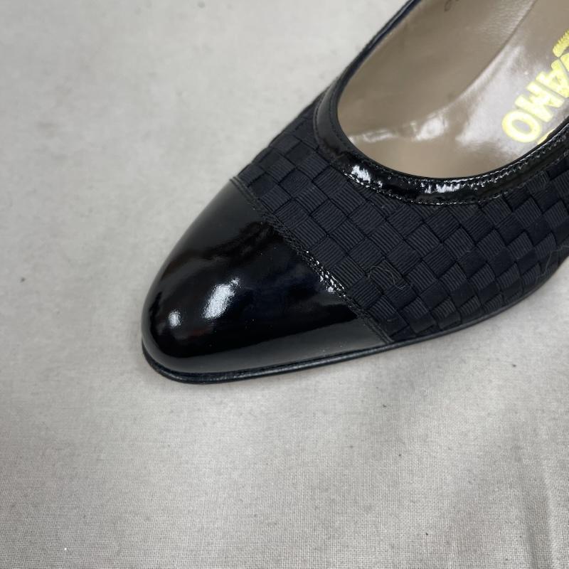サルヴァトーレフェラガモ Salvatore Ferragamo パンプス パンプス イタリア製 ヴィンテージ グログランリボン パンプス dd11509 360 黒 / ブラック / black レディース USED 古着 中古 50169694