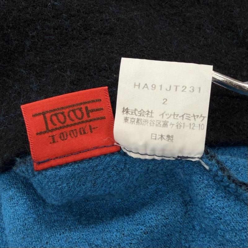 イッセイミヤケ ISSEY MIYAKE ワンピース ひざ丈スカート HaaT ハート 半袖 バイカラー ワンピース チュニック ウール 2 無地 黒 / ブラック / black X 青 / ブルー / blue レディース USED 古着 中古 50169711