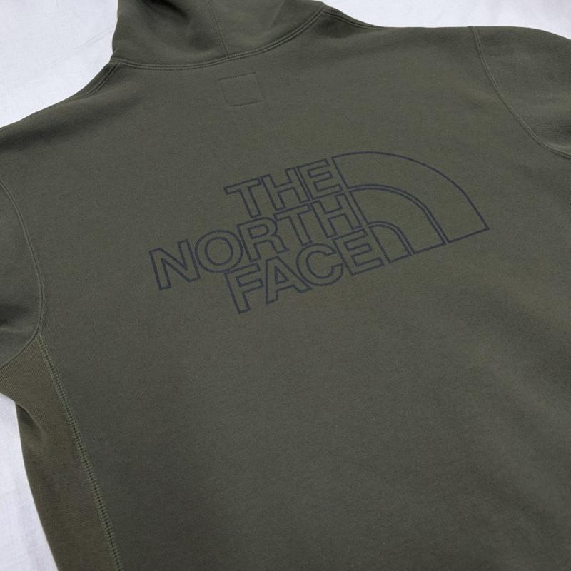 ザノースフェイス THE NORTH FACE パーカー 長袖 ハーフジップ パーカー フーディ 日本製 ロゴ プリント 裏起毛 スウェット NT12010R M ロゴ、文字 カーキ / カーキ / khaki X オリーブグリーン / オリーブグリーン / メンズ USED 古着 中古 50169769