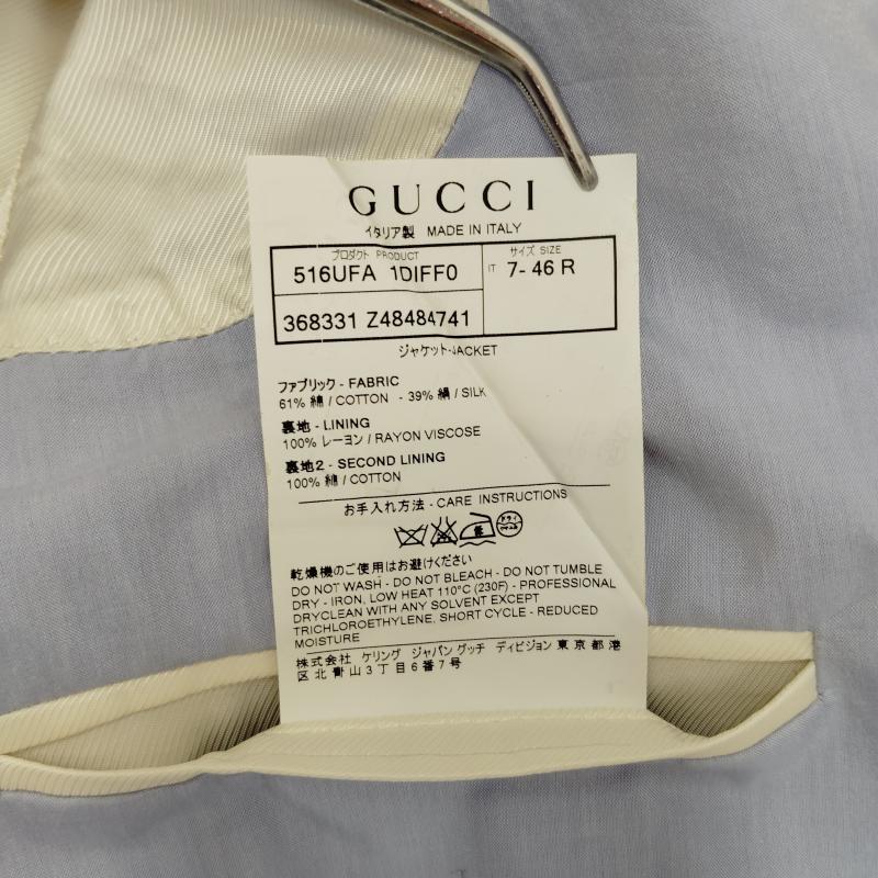 グッチ GUCCI ジャケット、上着 ジャケット、ブレザー テーラード ジャケット シングル ブレザー コットン系 シルク混 46 水色 / ライトブルー / メンズ USED 古着 中古 50169779