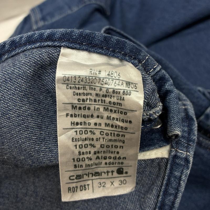 カーハート Carhartt サロペット・オーバーオール サロペット、オーバーオール ダークストーン ウォッシュド デニム ビブ オーバーオール R07 DST メキシコ製 32×30 - メンズ USED 古着 中古 50169783