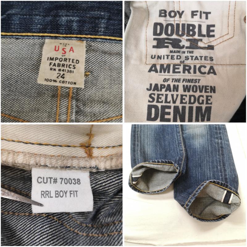 ダブルアールエル RRL パンツ デニム、ジーンズ USA製 BOY FIT 日本製 赤耳 セルビッジ ストレート デニム パンツ ジーンズ - インディゴ / インディゴ / Indigo レディース USED 古着 中古 50169846