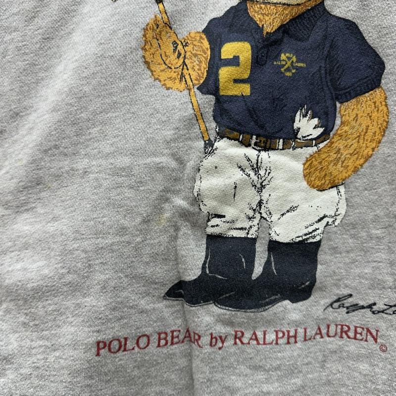 ポロラルフローレン POLO RALPH LAUREN トレーナー 半袖 90s ポロベア プリント スウェット M 灰 / グレー / gray メンズ USED 古着 中古 50169984