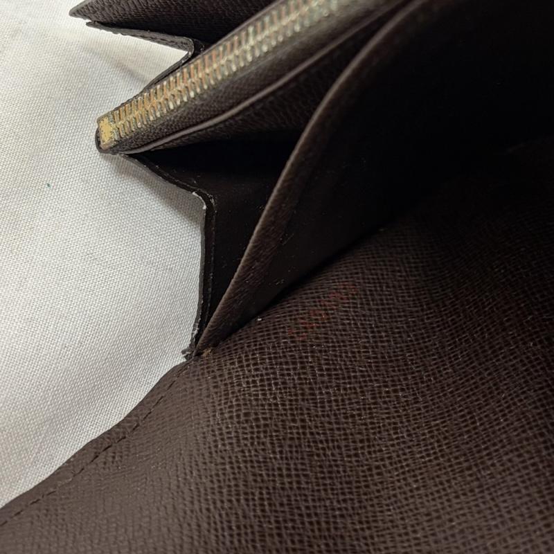 ルイヴィトン LOUIS VUITTON 財布 長財布 ダミエ レザー 二つ折り 長財布 エベヌ ポルトフォイユ サラ - チェック X ロゴ、文字 茶 / ブラウン / brown メンズ USED 古着 中古 50170042