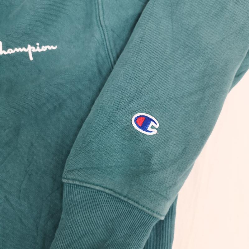 チャンピオン Champion トレーナー 長袖 REVERSE WEAVE スクリプト ロゴ ハーフ ジップ スウェット プルオーバー S 緑 / グリーン / green メンズ USED 古着 中古 50170124