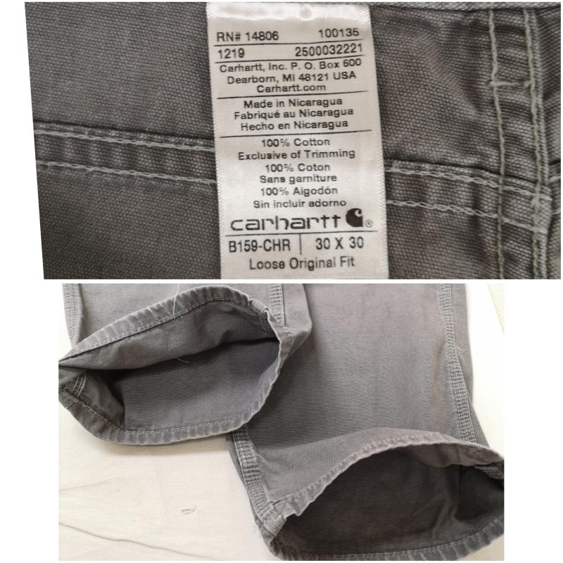 カーハート Carhartt パンツ ワークパンツ、ペインターパンツ ルーズフィット キャンバス カーペンター ペインター パンツ B159-CHR 30インチ 灰 / グレー / gray X チャコールグレー / チャコールグレー / メンズ USED 古着 中古 50170207
