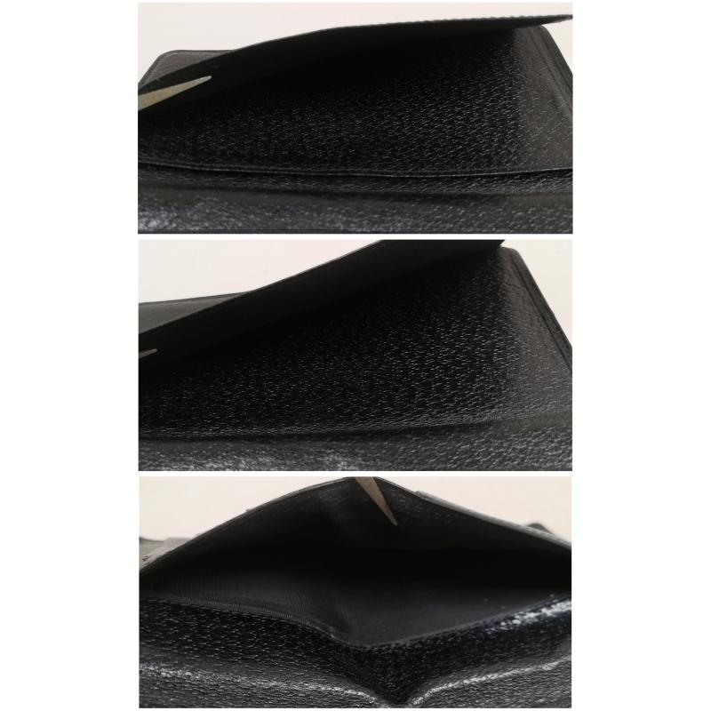 グッチ GUCCI 財布 二つ折り ロゴ プレート 二つ折り 長財布 札入れ - 黒 / ブラック / black メンズ USED 古着 中古 50170401