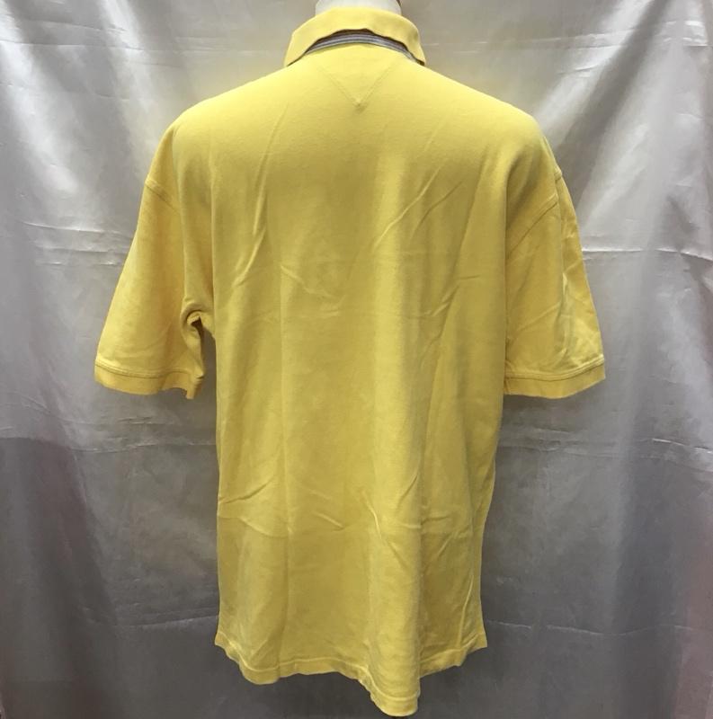 トミーヒルフィガー TOMMY HILFIGER ポロシャツ 半袖 半袖ポロシャツ カラーシャツ 半袖カットソー XL ロゴ、文字 黄 / イエロー /  メンズ USED 古着 中古 10113223