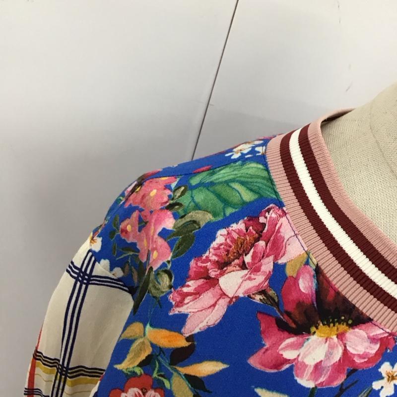 ザラ ZARA カットソー 長袖 M チェック X 花柄 マルチカラー / マルチカラー / レディース USED 古着 中古 10124898