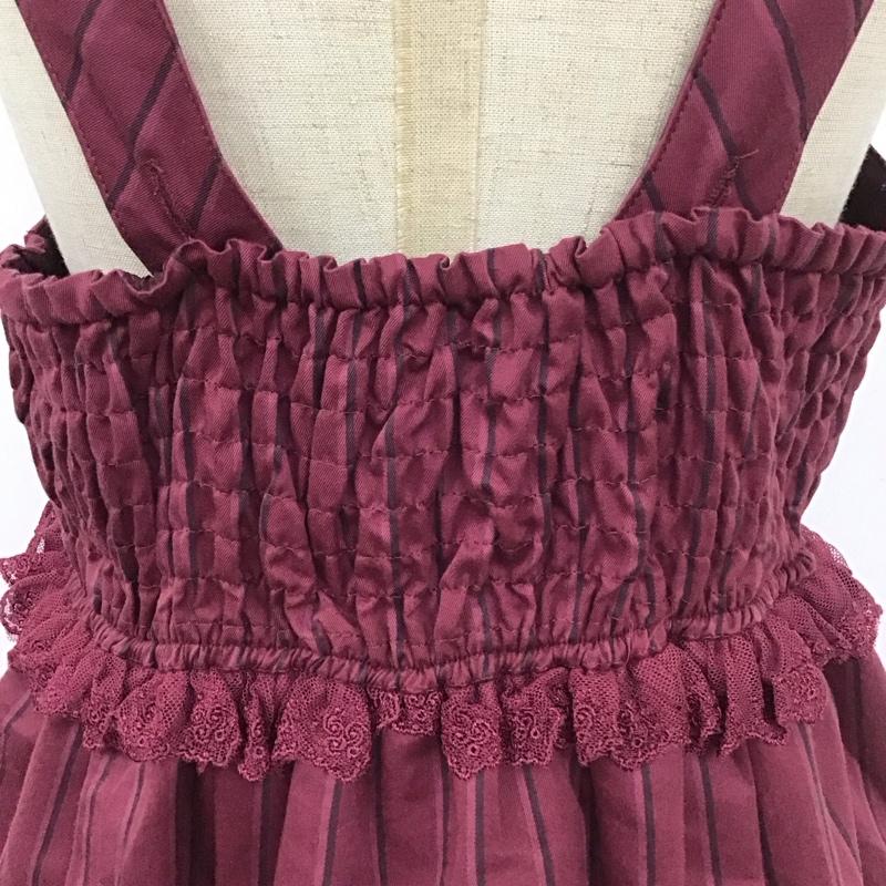 アクシーズファム axes femme ワンピース ひざ丈スカート TS341X66 不思議の国のアリス ディズニー M キャラクター えんじ / ワインレッド / レディース USED 古着 中古 10110967