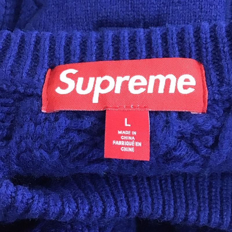 シュプリーム Supreme ニット、セーター 長袖 FW23 AppliqueCableKnitSweater 長袖ニットカットソー セーター L ロゴ、文字 青 / ブルー / メンズ USED 古着 中古 10115366