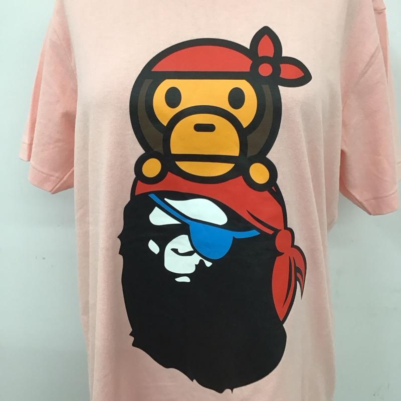 アベイシングエイプ A BATHING APE Tシャツ 半袖 パイレーツ BABY MILO S プリント 桃 / ピンク / レディース USED 古着 中古 10113805