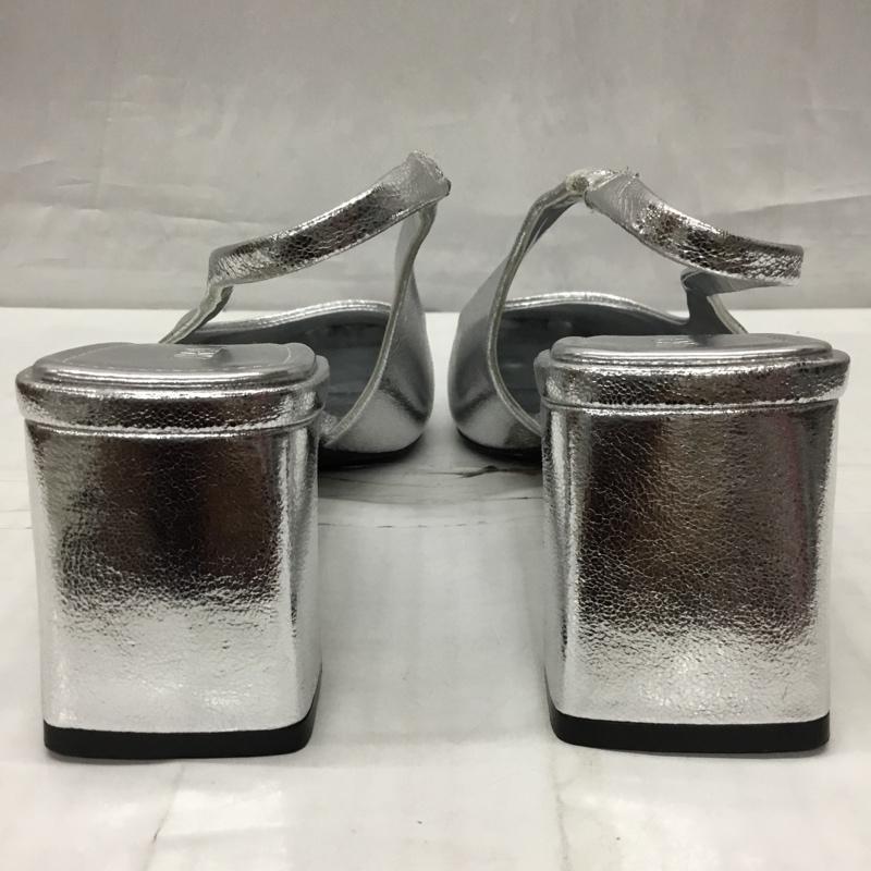 ザラ ZARA ミュール ミュール 2224 310 808 バックベルト メタリック EU38 無地 銀 / シルバー / レディース USED 古着 中古 10119090