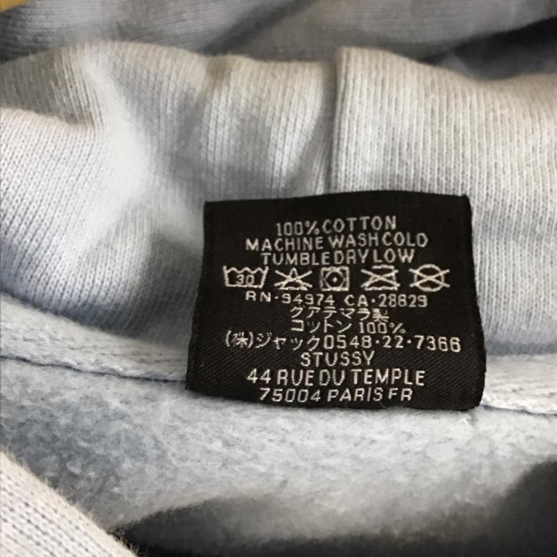 ステューシー STUSSY パーカー 長袖 長袖パーカー プルオーバーパーカー スウェット M ロゴ、文字 水色 / ライトブルー / メンズ USED 古着 中古 10149284