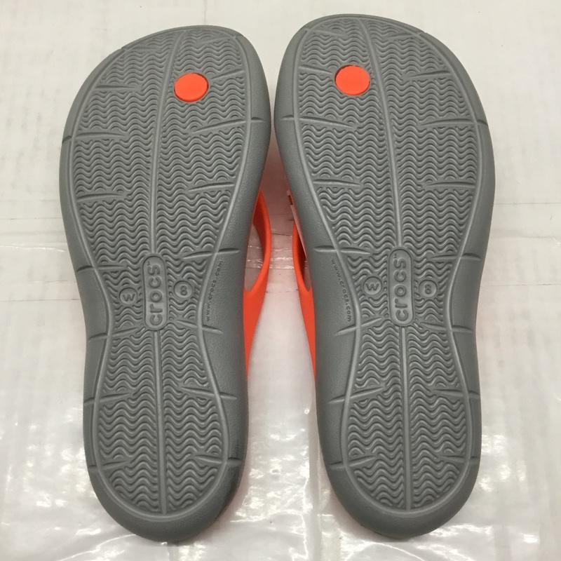 クロックス crocs サンダル サンダル 204974-6PK Swiftwater Flips 24cm ビーチサンダル 24.0cm ロゴ、文字 灰 / グレー / X 橙 / オレンジ / レディース USED 古着 中古 10110647