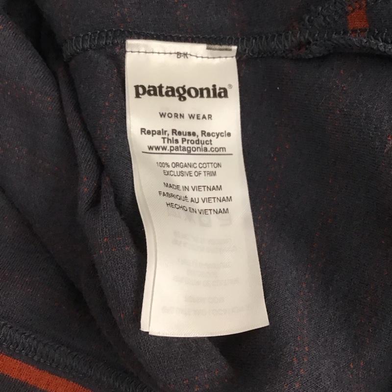パタゴニア patagonia カットソー 七分袖 STY53775FA17 コットン M ボーダー柄 紺 / ネイビー / X 橙 / オレンジ / レディース USED 古着 中古 10122991