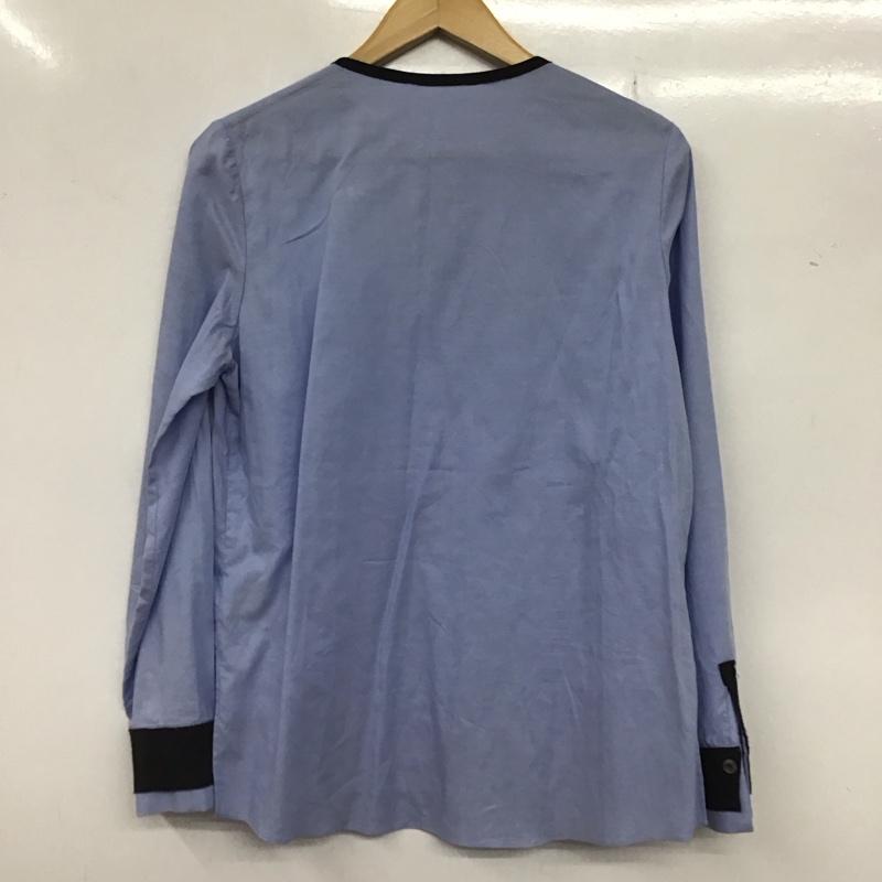 ランバン LANVIN カットソー 長袖 38 無地 黒 / ブラック / X 水色 / ライトブルー / レディース USED 古着 中古 10133308