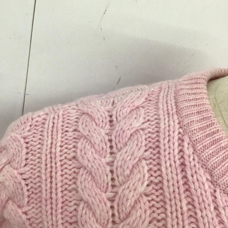 シュプリーム Supreme ニット、セーター 長袖 FW23 AppliqueCableKnitSweater 長袖ニットカットソー セーター L ロゴ、文字 桃 / ピンク / メンズ USED 古着 中古 10115370