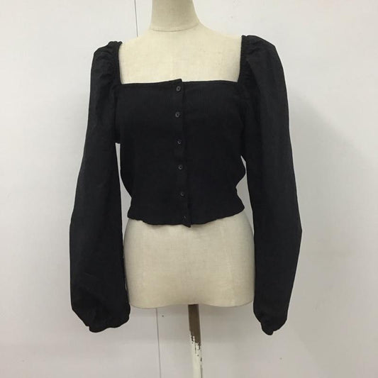 ザラ ZARA カットソー 長袖 長袖カットソー スクエアネック 前開きカットソー L 無地 黒 / ブラック /  レディース USED 古着 中古 10113261