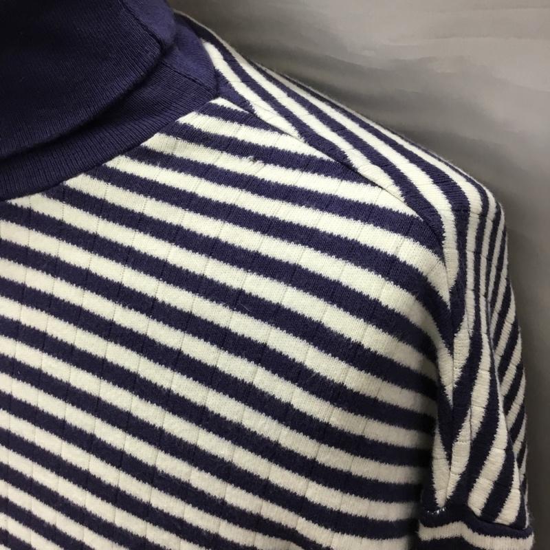 ラルフローレン RALPHLAUREN ニット、セーター 長袖 長袖ニットカットソー ニット セーター タートルネックニット L ボーダー柄 白 / ホワイト / X 紺 / ネイビー / メンズ USED 古着 中古 10120258