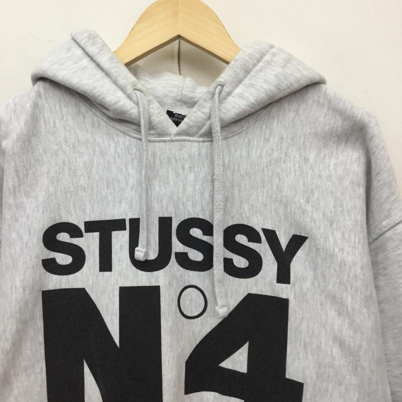 ステューシー STUSSY パーカー 長袖 No.4 Hoodie M ロゴ、文字 灰 / グレー / メンズ USED 古着 中古 10138293