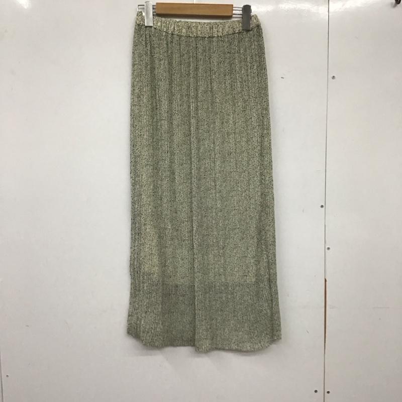 ローリーズファーム LOWRYS FARM スカート ロングスカート LF521008TK プリーツスカート FREE 総柄 白 / ホワイト / X カーキ / カーキ / レディース USED 古着 中古 10138977