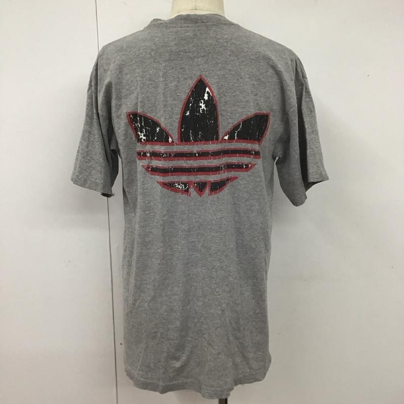 アディダス adidas Tシャツ 半袖 半袖カットソー プリントTシャツ クルーネックカットソー スポーツウェア 80S USA製 万国タグ M ロゴ、文字 灰 / グレー / メンズ USED 古着 中古 10110338