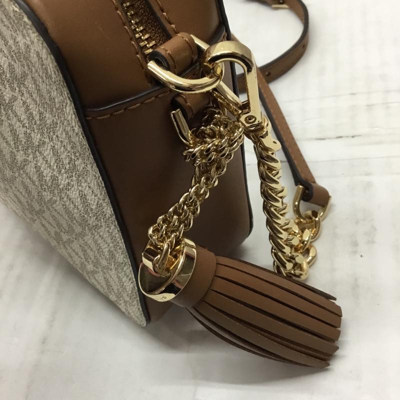 マイケルコース MICHAEL KORS ショルダーバッグ ショルダーバッグ 32F8GD5M2B フリンジ ロゴ 総柄 茶 / ブラウン / X オフホワイト / オフホワイト / レディース USED 古着 中古 10112518