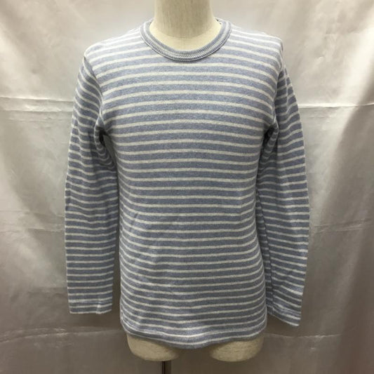ナノベース nano base カットソー 長袖 ba73tt0552ph 接結ボーダーTシャツ L/S 長袖カットソー クルーネックカットソー M ボーダー柄 白 / ホワイト / X 水色 / ライトブルー /  メンズ USED 古着 中古 10108718